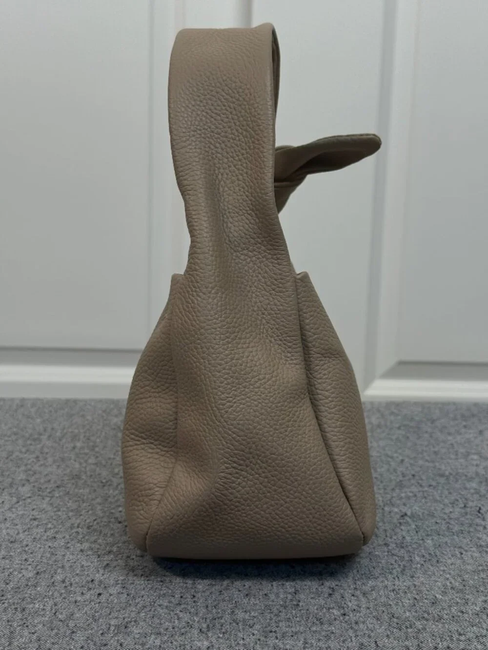 QUINCE Italian Leather Mini Bow Bag, Taupe